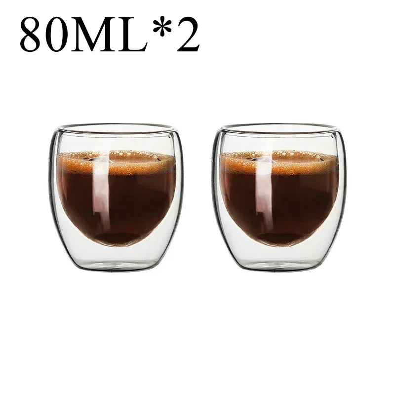 2-18PCS Doppel Wand Hohe Borosilikatglas Becher Hitzebeständige Tee Milch Saft Kaffee Wasser Tasse Bar drink Geschenk Kreativität Set