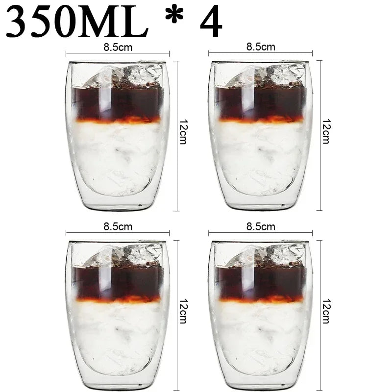 2-18PCS Doppel Wand Hohe Borosilikatglas Becher Hitzebeständige Tee Milch Saft Kaffee Wasser Tasse Bar drink Geschenk Kreativität Set