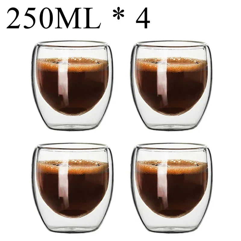 2-18PCS Doppel Wand Hohe Borosilikatglas Becher Hitzebeständige Tee Milch Saft Kaffee Wasser Tasse Bar drink Geschenk Kreativität Set