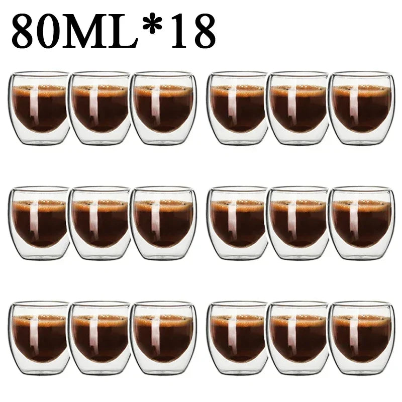 2-18PCS Doppel Wand Hohe Borosilikatglas Becher Hitzebeständige Tee Milch Saft Kaffee Wasser Tasse Bar drink Geschenk Kreativität Set