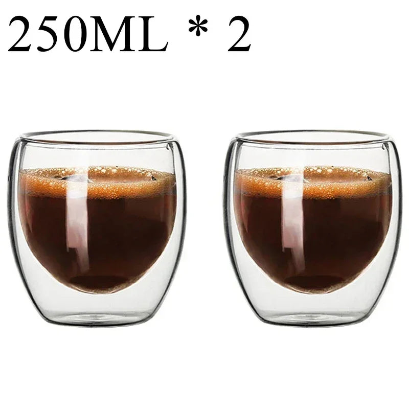 2-18PCS Doppel Wand Hohe Borosilikatglas Becher Hitzebeständige Tee Milch Saft Kaffee Wasser Tasse Bar drink Geschenk Kreativität Set